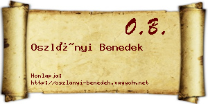 Oszlányi Benedek névjegykártya